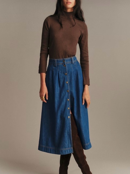 Sezane Dresses & Skirts - Sezane Clarine Skirt in Denim Size 8